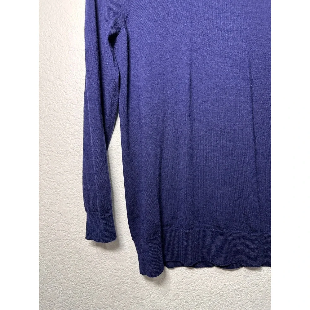 J.Crew Navy Blue 100% Merino Wool Crewneck Sweater Medium Long Sleeve